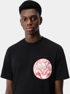 AMIRI Tees<STAGGERED WAVE TEE Black Red