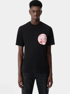 AMIRI Tees<STAGGERED WAVE TEE Black Red