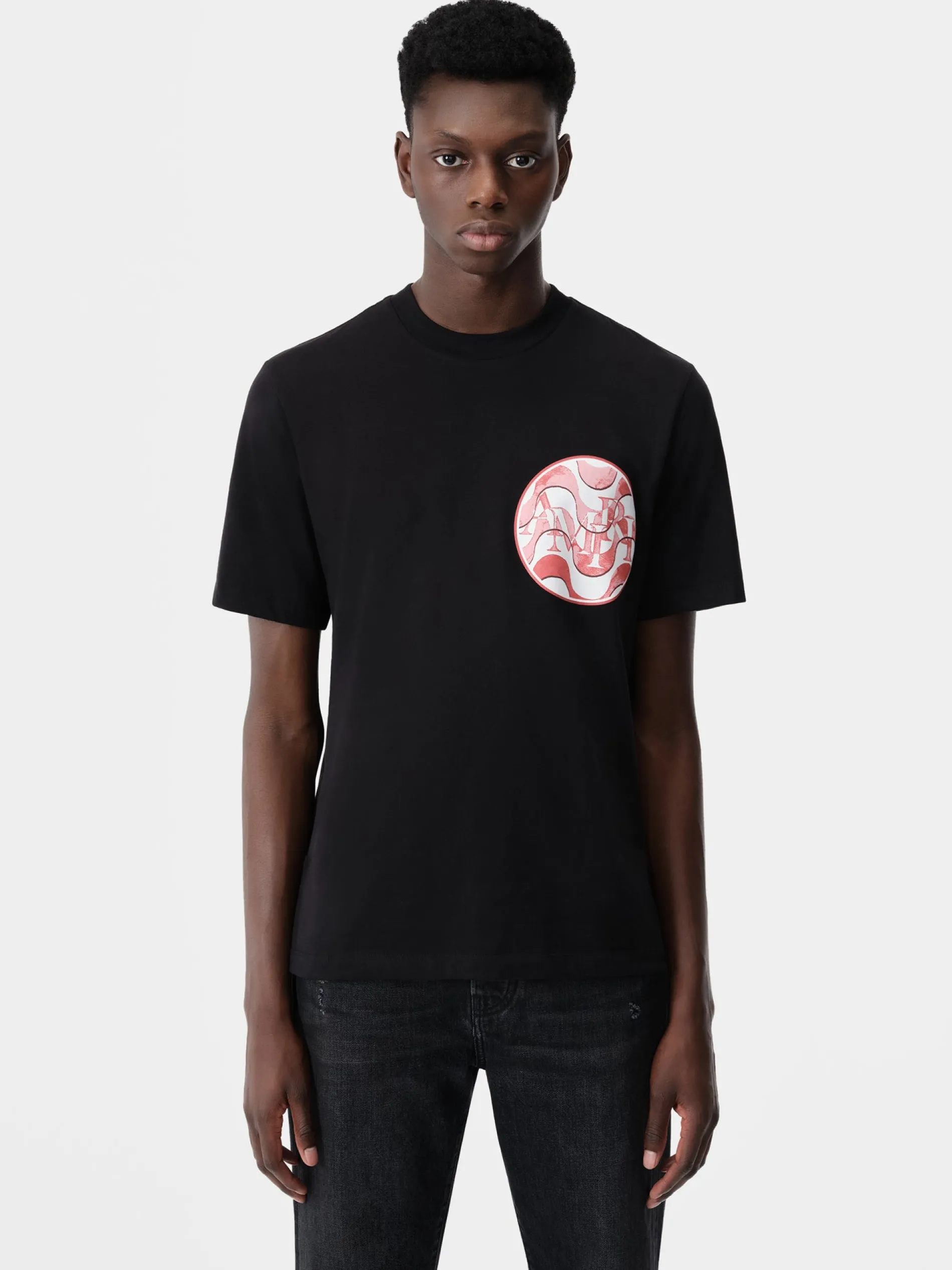 AMIRI Tees<STAGGERED WAVE TEE Black Red
