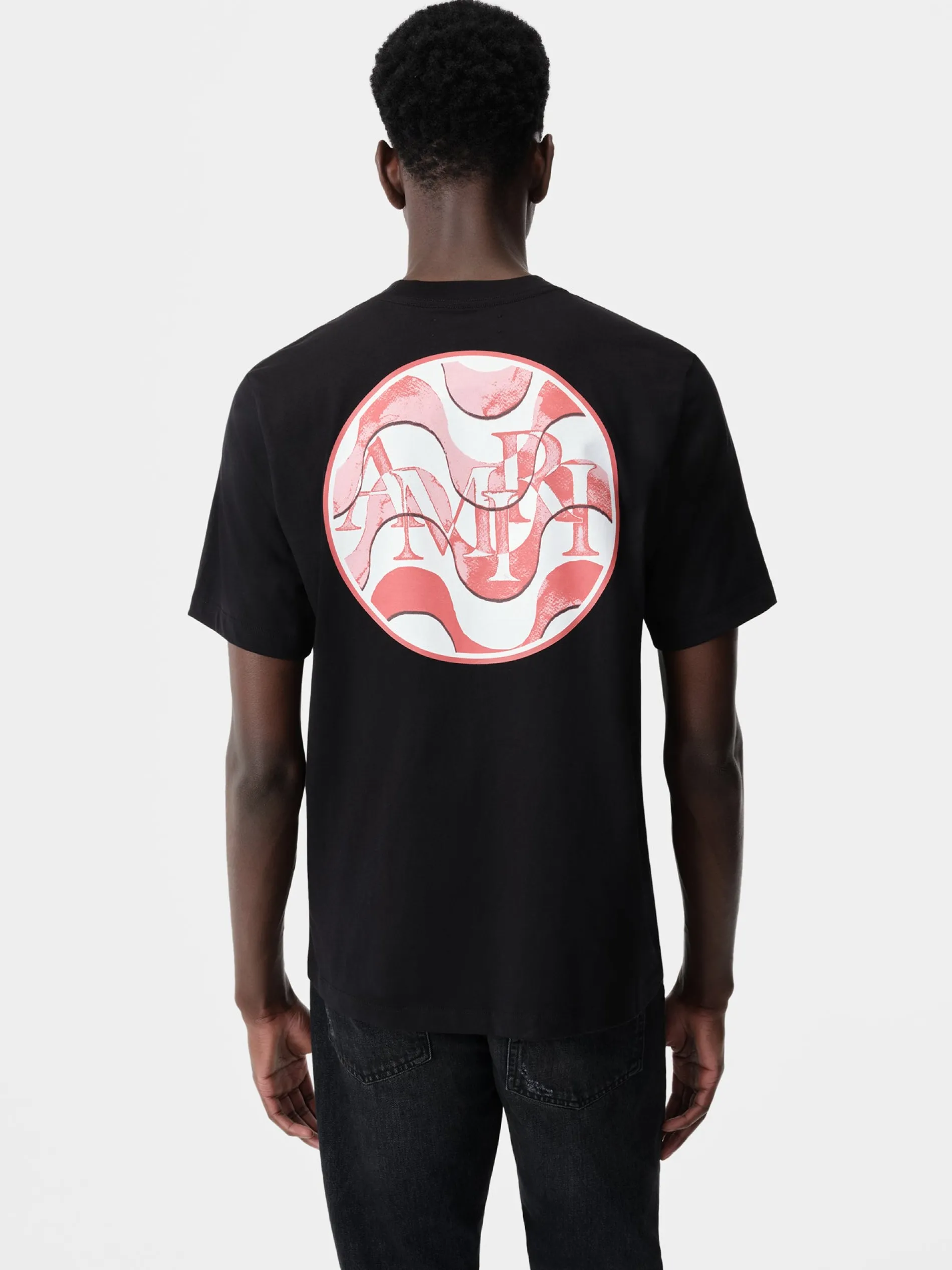 AMIRI Tees<STAGGERED WAVE TEE Black Red