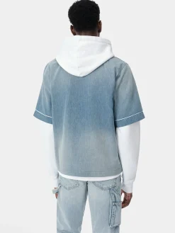 AMIRI Denim<SUNFADED BASEBALL SHIRT PERFECT INDIGO