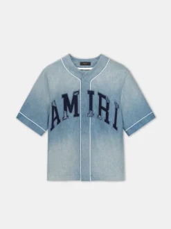 AMIRI Denim<SUNFADED BASEBALL SHIRT PERFECT INDIGO