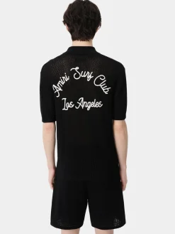 AMIRI Knitwear|Shirts<SURF CLUB CROTCHET POLO BLACK