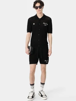 AMIRI Shorts & Sweatpants|Knitwear<SURF CLUB CROTCHET SHORT BLACK