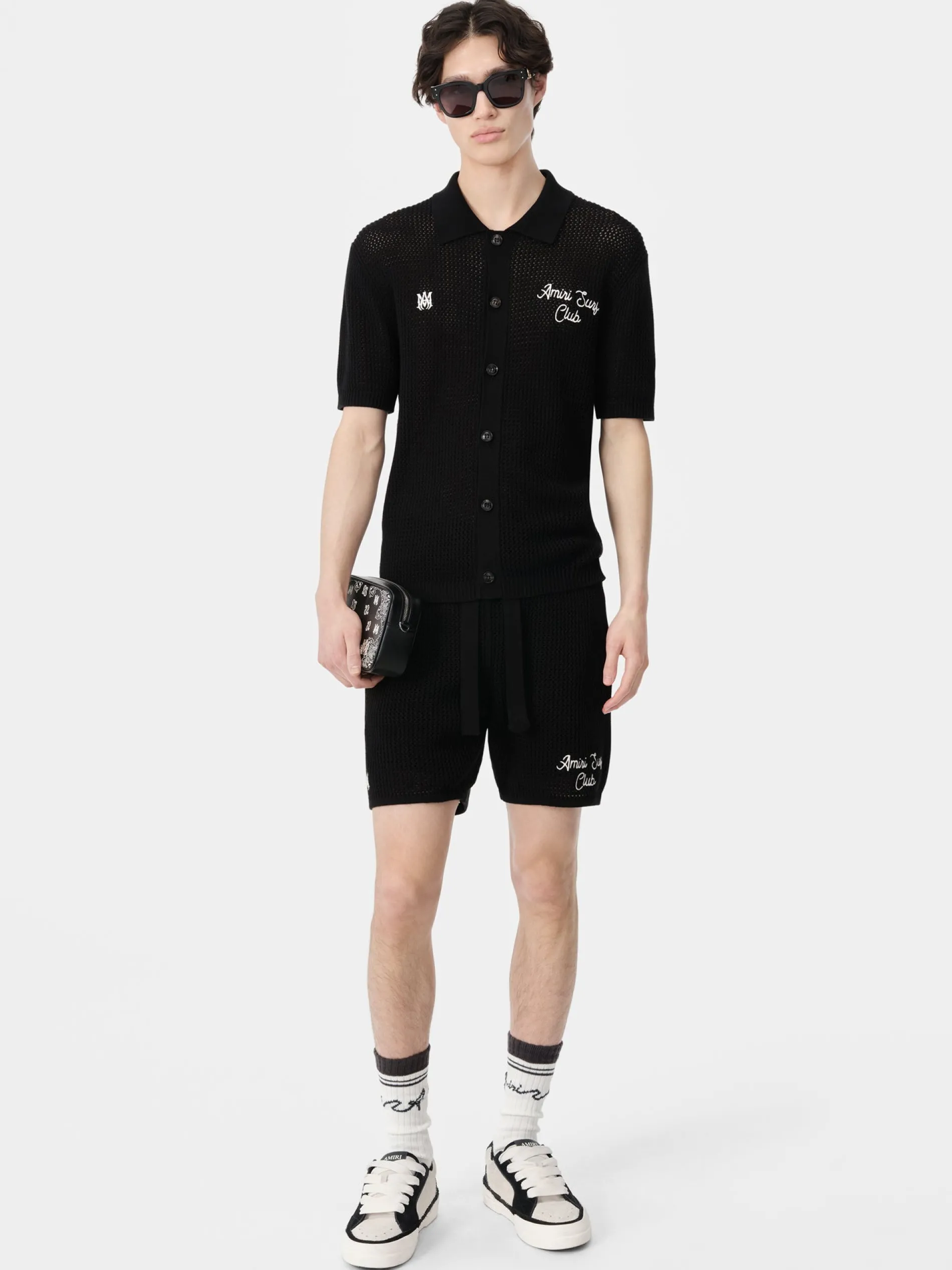 AMIRI Shorts & Sweatpants|Knitwear<SURF CLUB CROTCHET SHORT BLACK