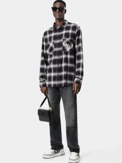 AMIRI Shirts<SWIRL FLANNEL SHIRT BLACK