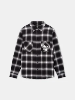 AMIRI Shirts<SWIRL FLANNEL SHIRT BLACK