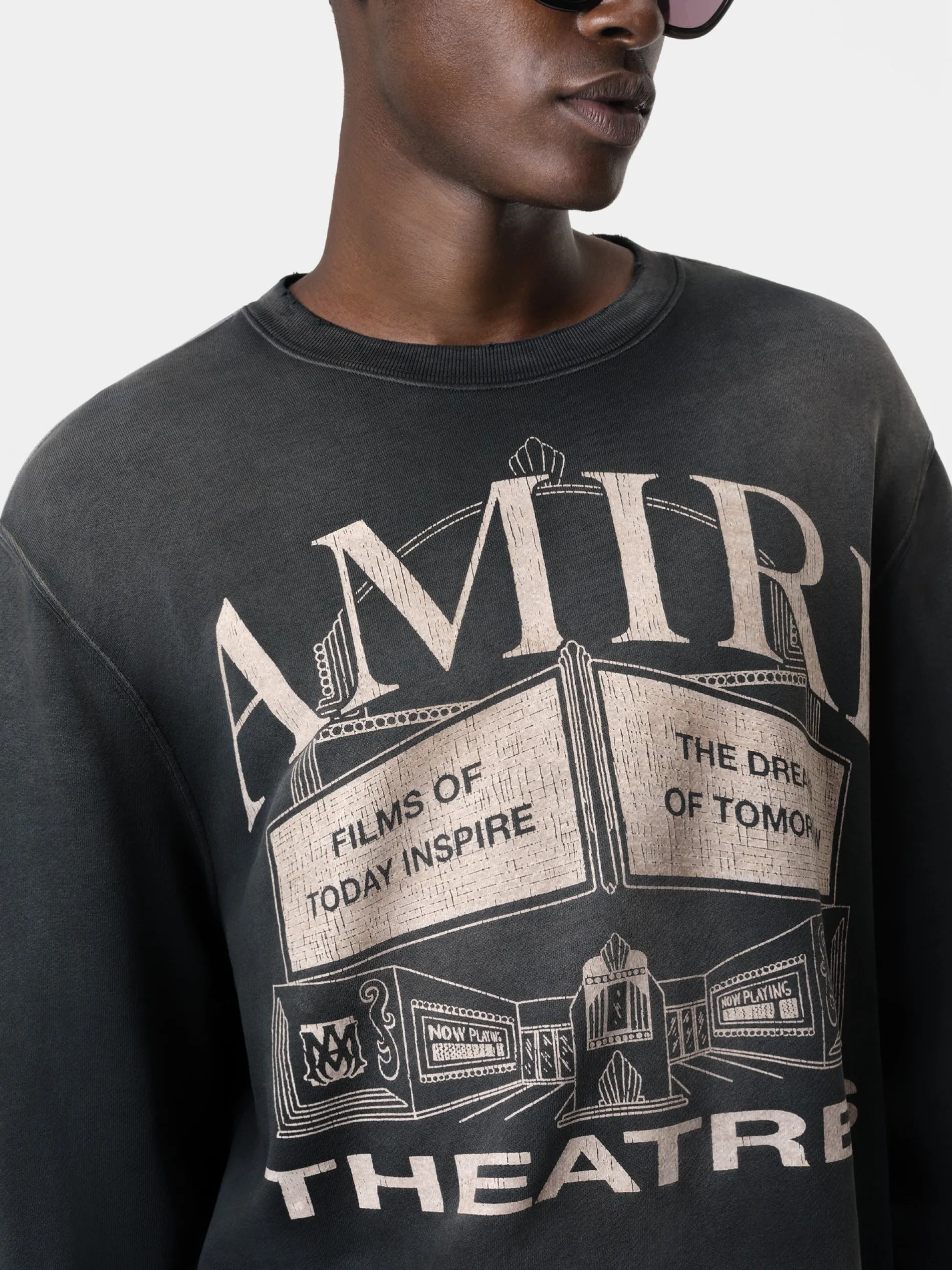 AMIRI Sweatshirts<THEATERS VINTAGE CREW BLACK