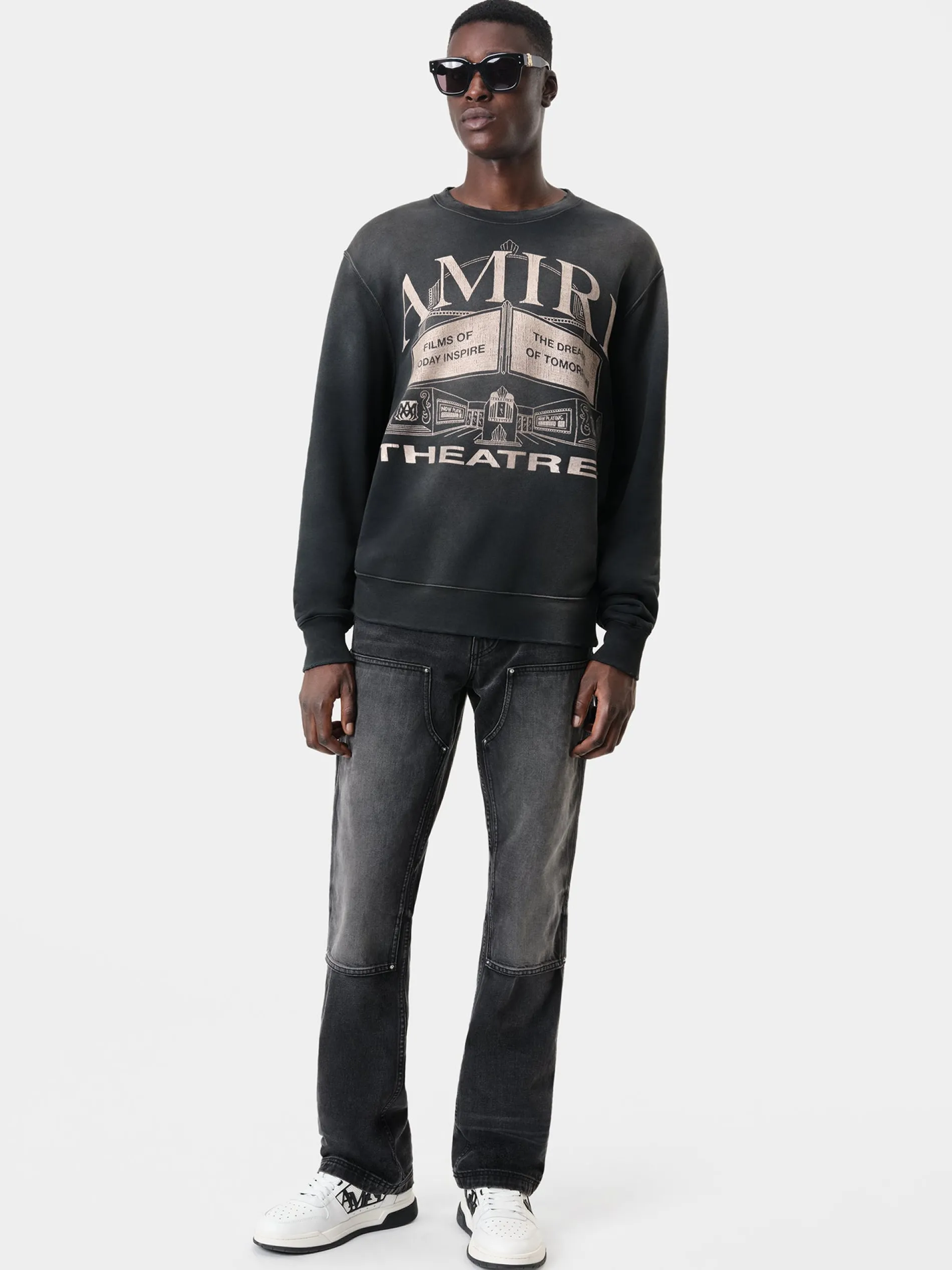 AMIRI Sweatshirts<THEATERS VINTAGE CREW BLACK