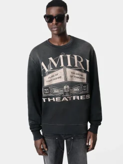 AMIRI Sweatshirts<THEATERS VINTAGE CREW BLACK