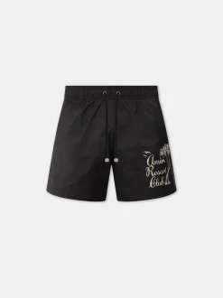 AMIRI Swimwear|Shorts & Sweatpants<TWISTED PALMS SWIM TRUNK BLACK