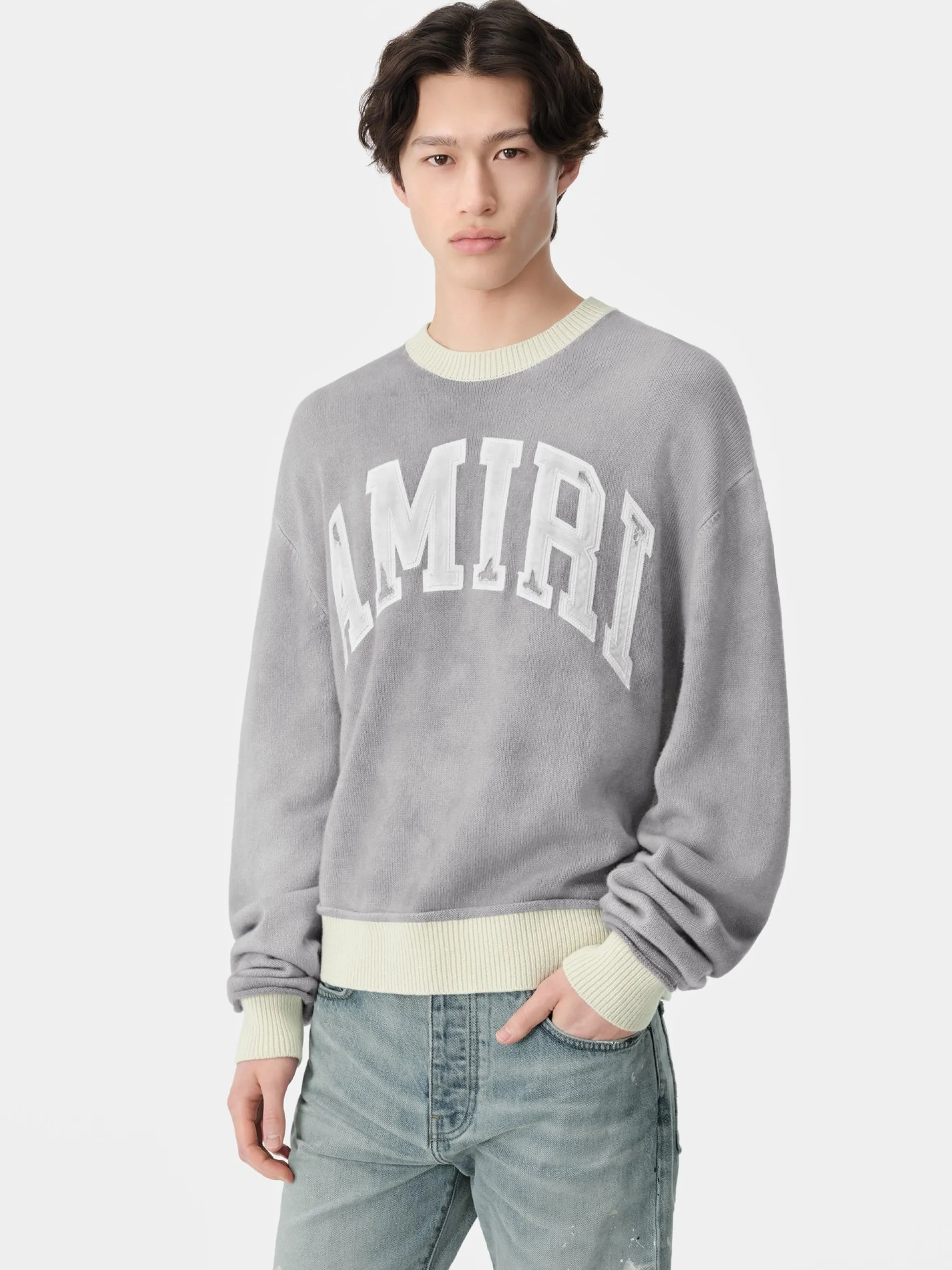 AMIRI Knitwear<VINTAGE CASHMERE CREW Grey