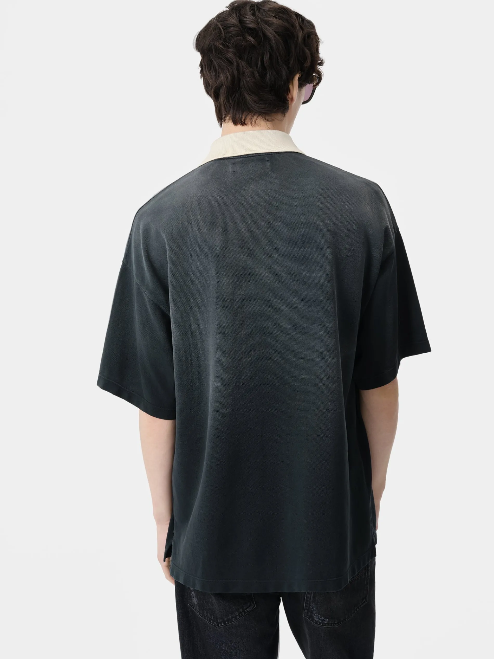 AMIRI Tees<VINTAGE OVERSIZED POLO BLACK