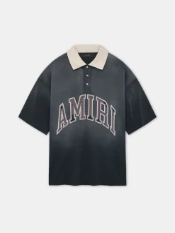 AMIRI Tees<VINTAGE OVERSIZED POLO BLACK