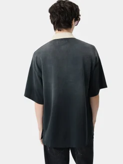 AMIRI Tees<VINTAGE OVERSIZED POLO BLACK
