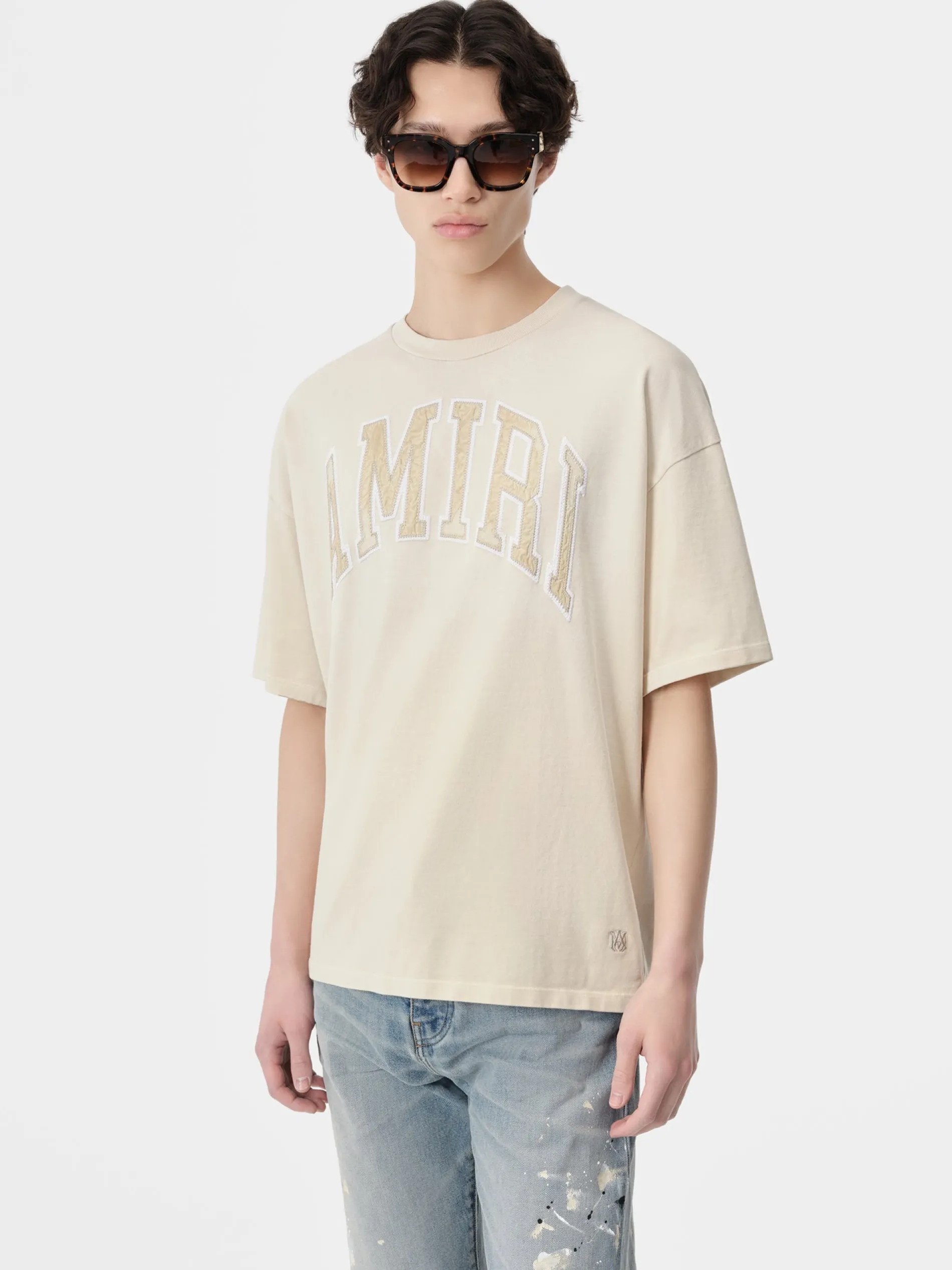 AMIRI Tees<VINTAGE OVERSIZED TEE BIRCH