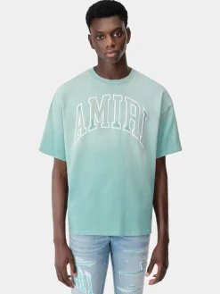 AMIRI Tees<VINTAGE OVERSIZED TEE Sea Blue