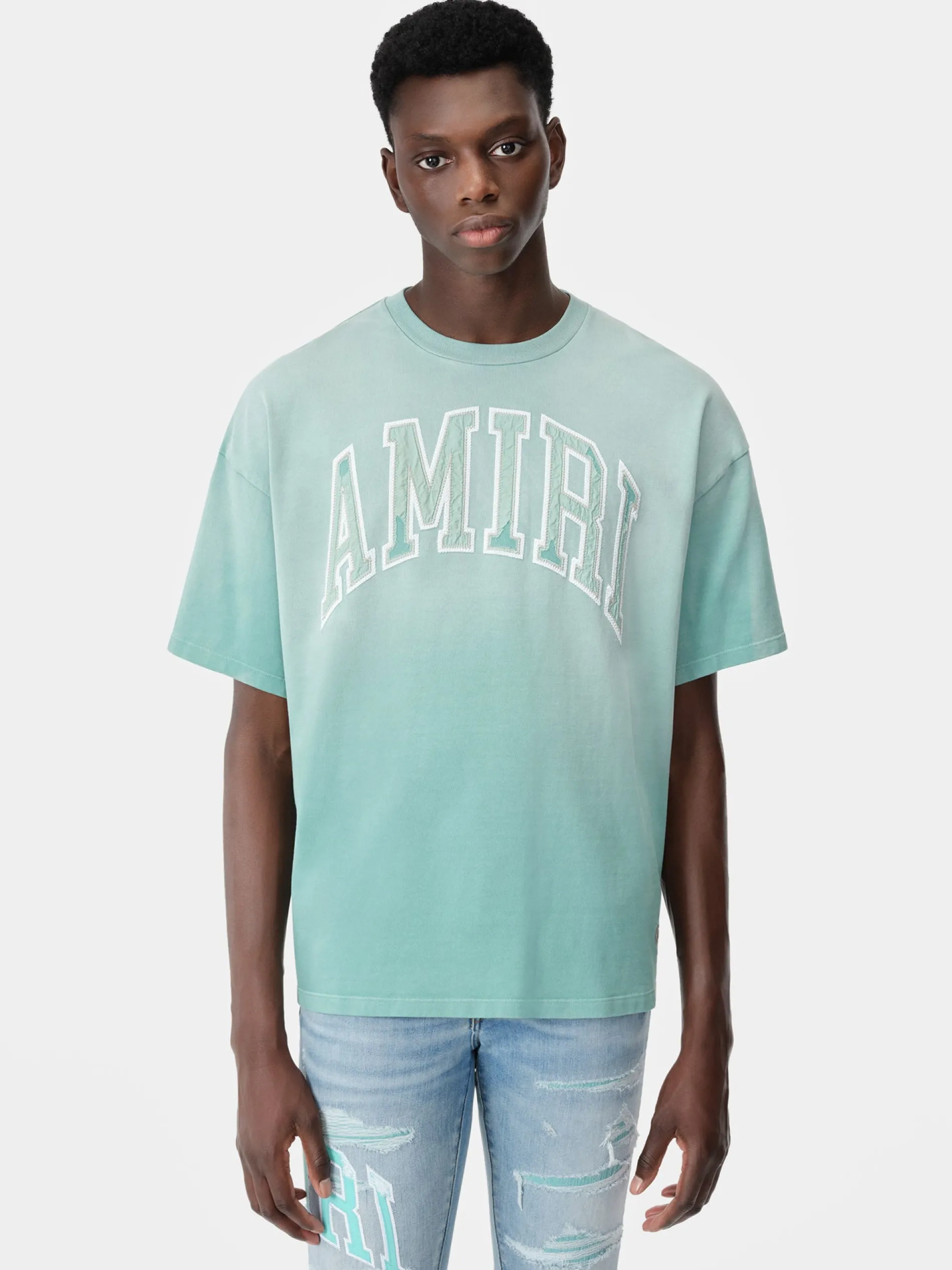 AMIRI Tees<VINTAGE OVERSIZED TEE Sea Blue