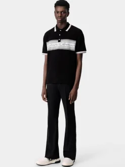AMIRI Tees<WAVE BAJA STRIPE POLO BLACK