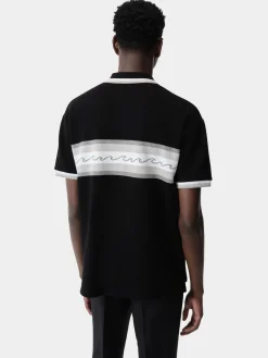 AMIRI Tees<WAVE BAJA STRIPE POLO BLACK