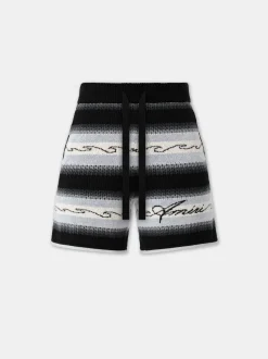 AMIRI Knitwear|Shorts & Sweatpants<WAVE BAJA STRIPE SHORT BLACK
