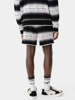 AMIRI Knitwear|Shorts & Sweatpants<WAVE BAJA STRIPE SHORT BLACK