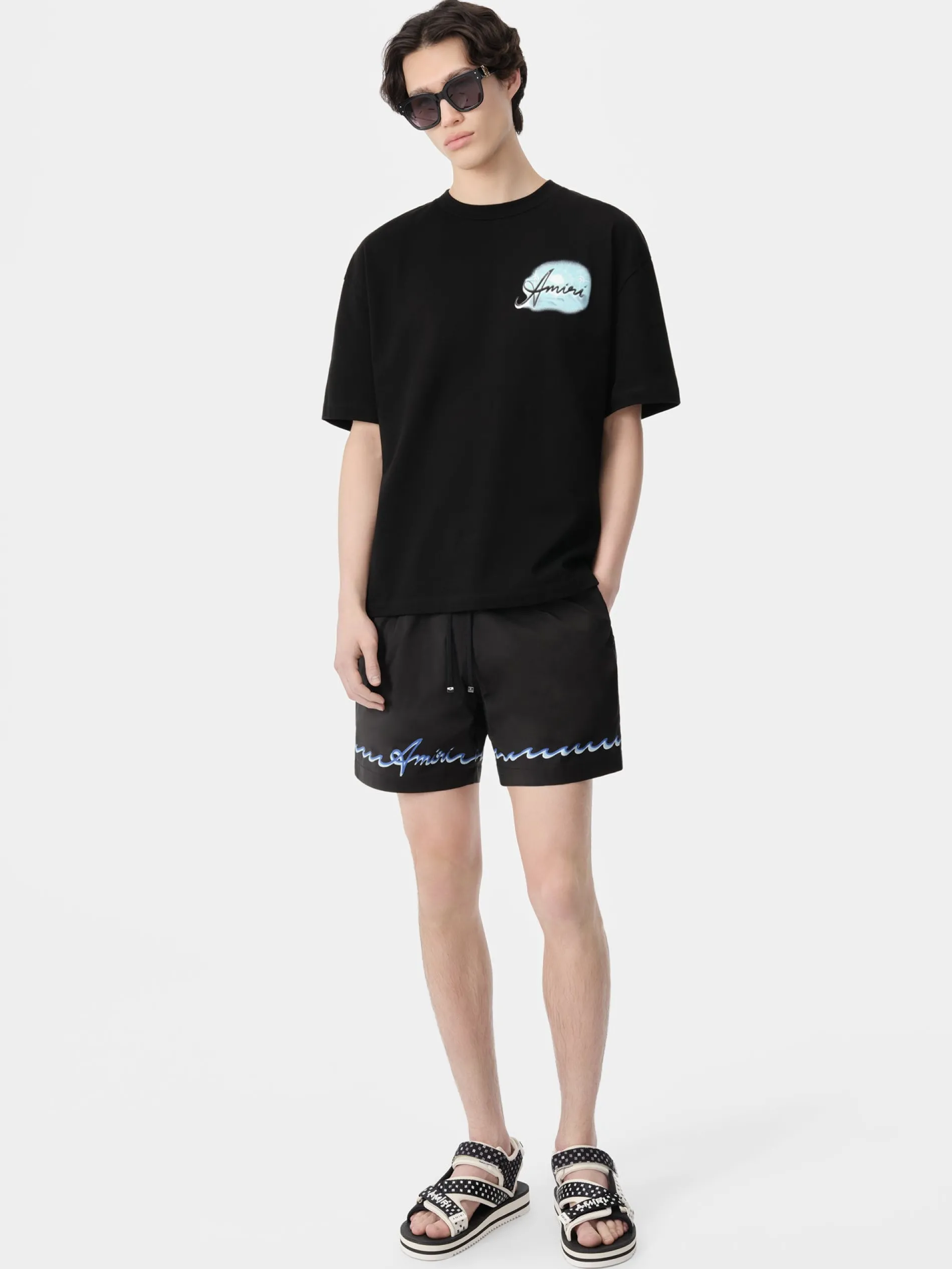 AMIRI Swimwear|Shorts & Sweatpants<WAVE SWIM TRUNK BLACK