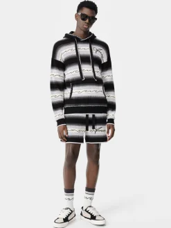 AMIRI Knitwear<AMRI WAVE BAJA STRIPE HOODIE BLACK