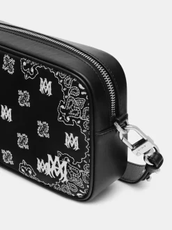 AMIRI Crossbody|Bags<BANDANA EMBROIDERED CAMERA CASE BLACK