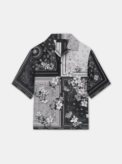 AMIRI Shirts<BANDANA FLORAL BOWLING SHIRT BLACK
