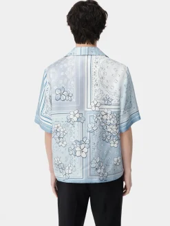AMIRI Shirts<BANDANA FLORAL BOWLING SHIRT Cerulean