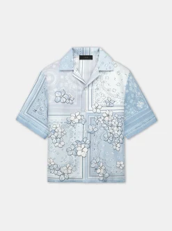 AMIRI Shirts<BANDANA FLORAL BOWLING SHIRT Cerulean