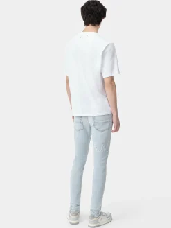 AMIRI Denim<BANDANA JACQUARD LOGO JEAN Sky Indigo