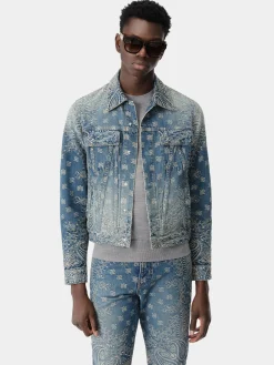 AMIRI Denim<BANDANA JACQUARD MA TRUCKER JACKET Dark Indigo