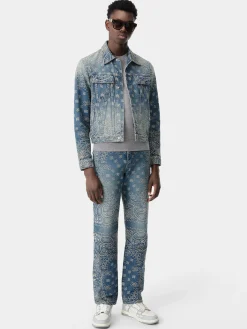 AMIRI Denim<BANDANA JACQUARD MA TRUCKER JACKET Dark Indigo