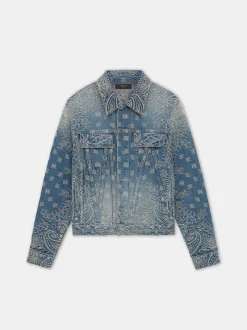 AMIRI Denim<BANDANA JACQUARD MA TRUCKER JACKET Dark Indigo
