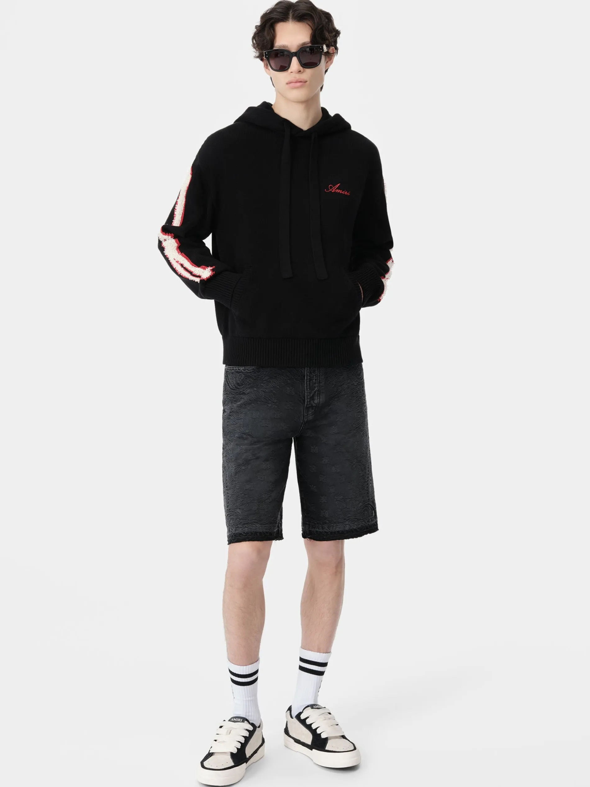 AMIRI Denim<BANDANA JACQUARD SKATER SHORT Vintage Black