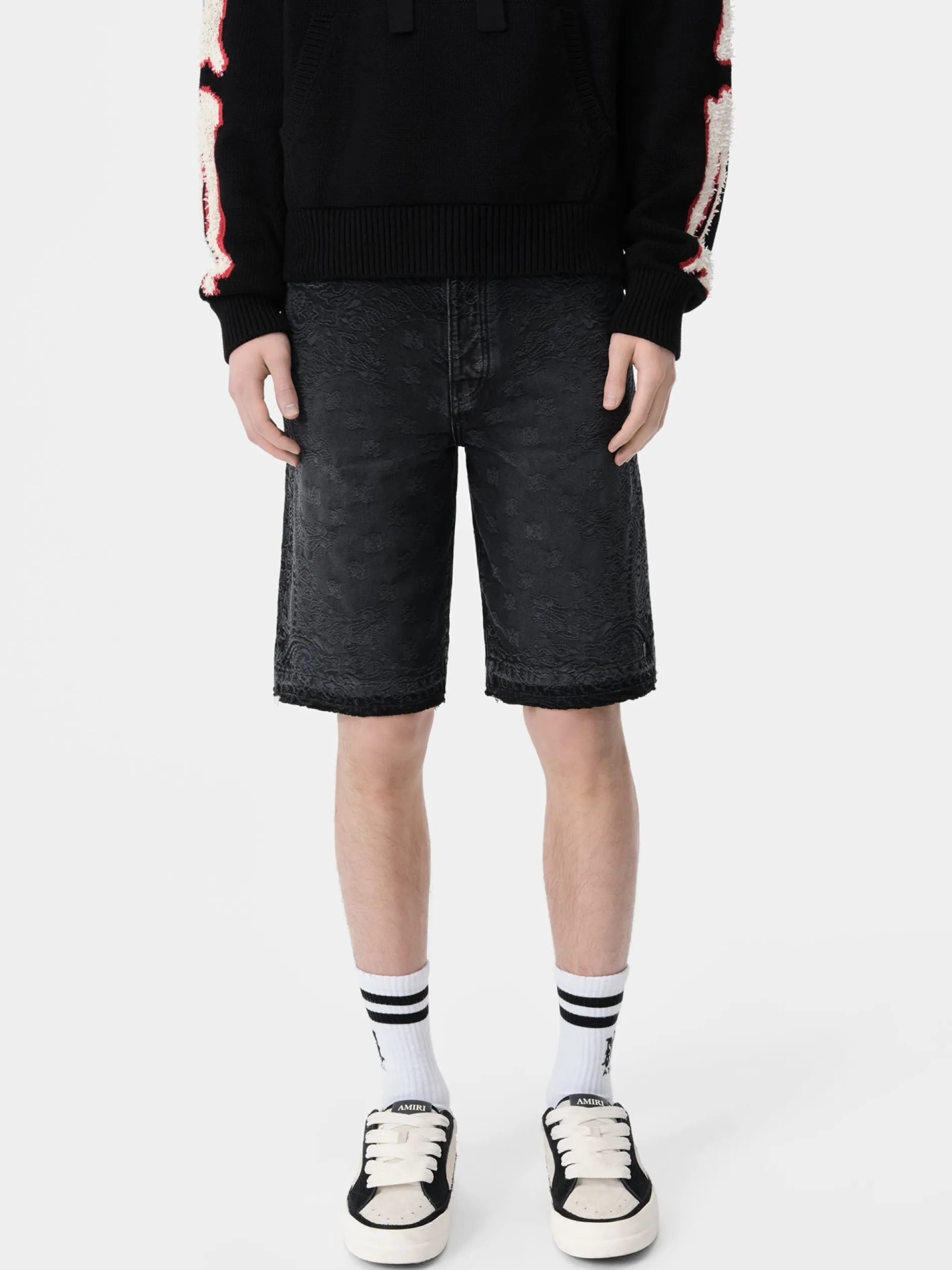AMIRI Denim<BANDANA JACQUARD SKATER SHORT Vintage Black