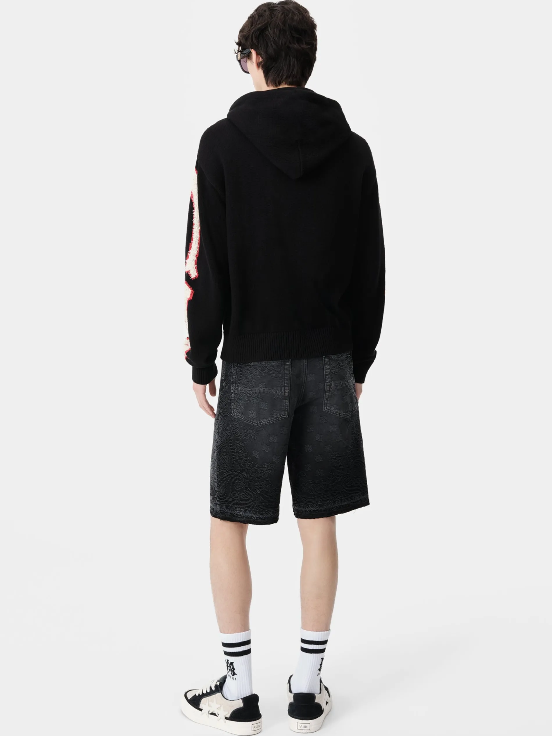 AMIRI Denim<BANDANA JACQUARD SKATER SHORT Vintage Black