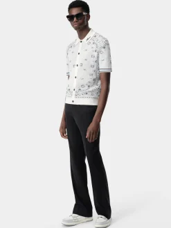 AMIRI Knitwear<BANDANA POLO White Blue