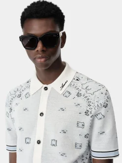 AMIRI Knitwear<BANDANA POLO White Blue