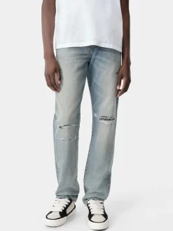 AMIRI Denim<BANDANA REPAIR STRAIGHT JEAN Antique Indigo