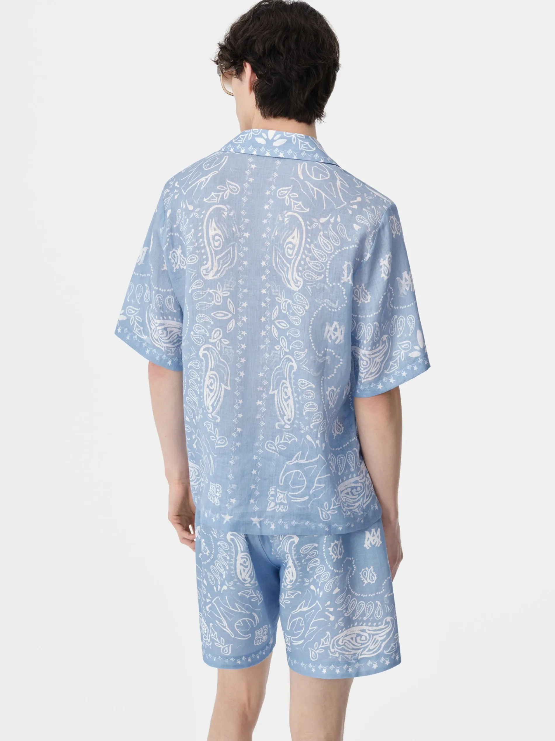 AMIRI Shirts<BANDANA WATERCOLOR CAMP SHIRT Cerulean