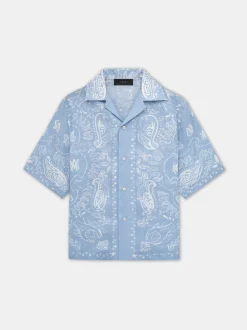 AMIRI Shirts<BANDANA WATERCOLOR CAMP SHIRT Cerulean