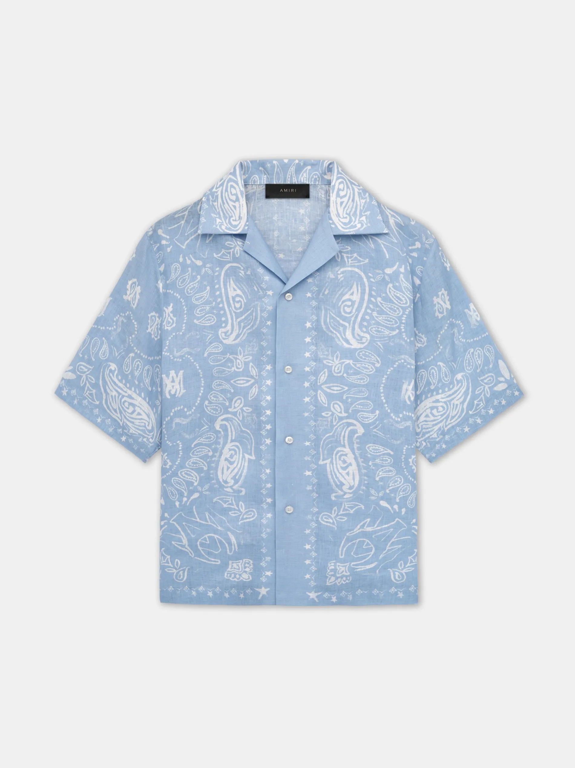 AMIRI Shirts<BANDANA WATERCOLOR CAMP SHIRT Cerulean
