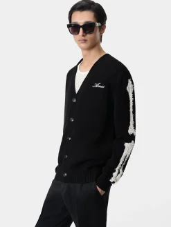 AMIRI Knitwear<BONES CARDIGAN BLACK