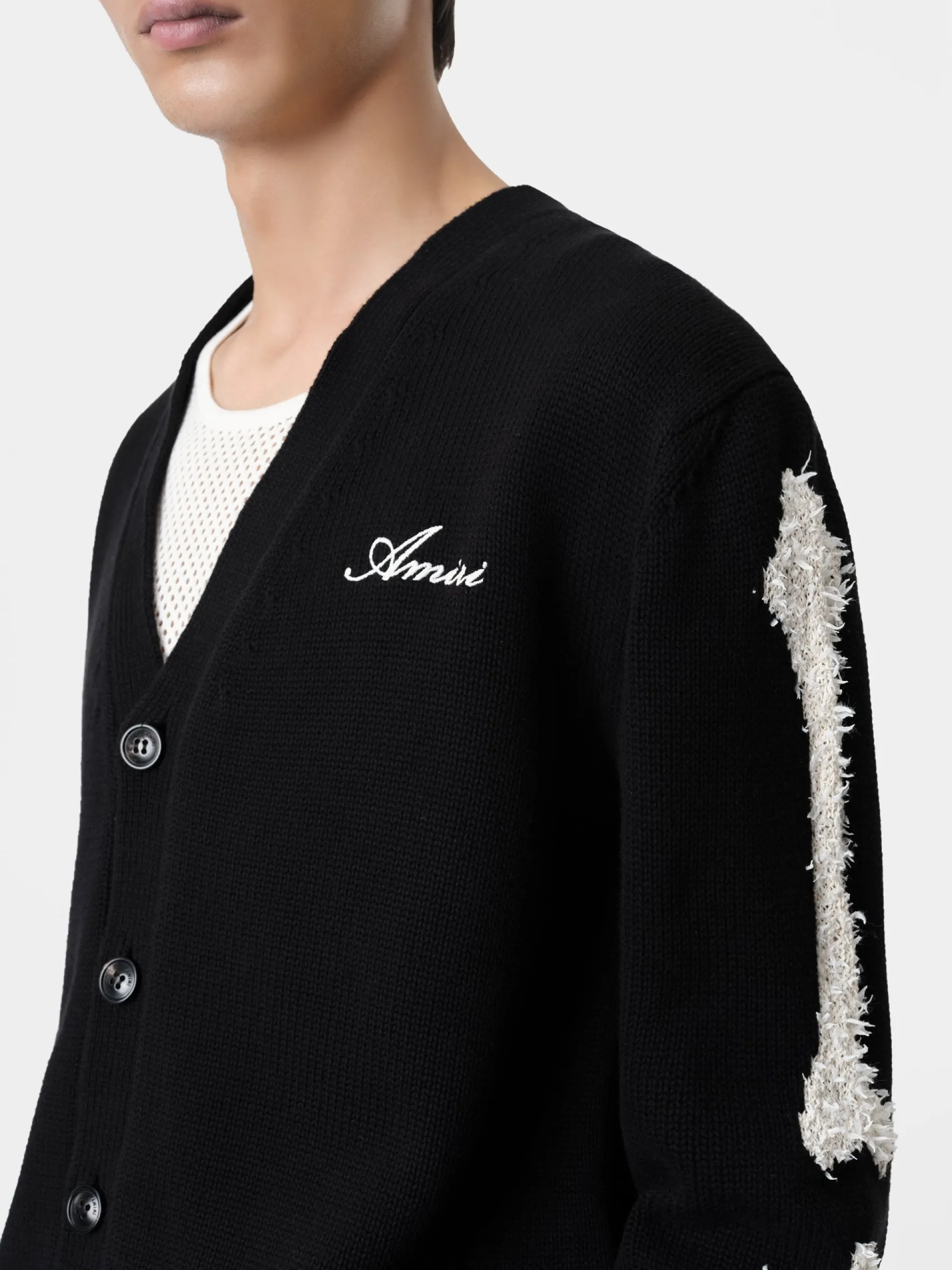 AMIRI Knitwear<BONES CARDIGAN BLACK
