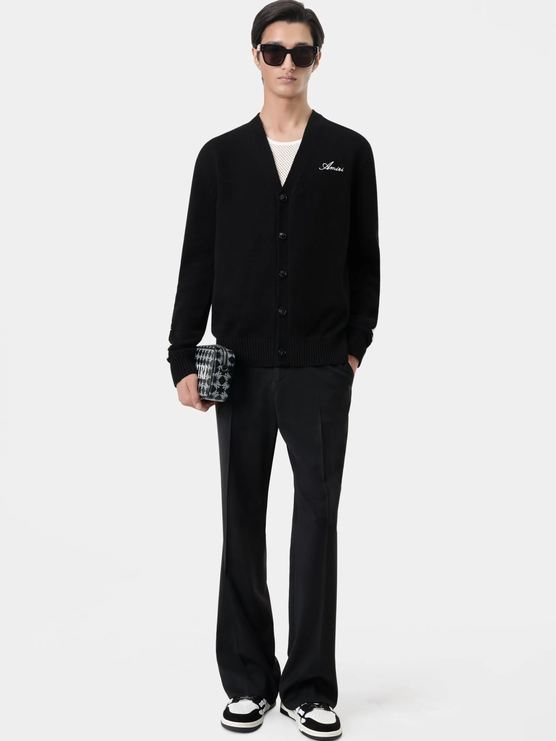 AMIRI Knitwear<BONES CARDIGAN BLACK