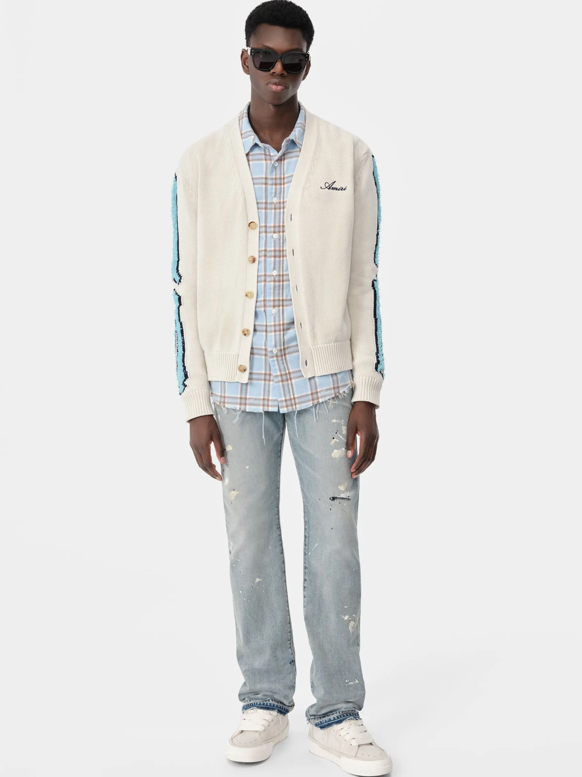 AMIRI Knitwear<BONES CARDIGAN BIRCH