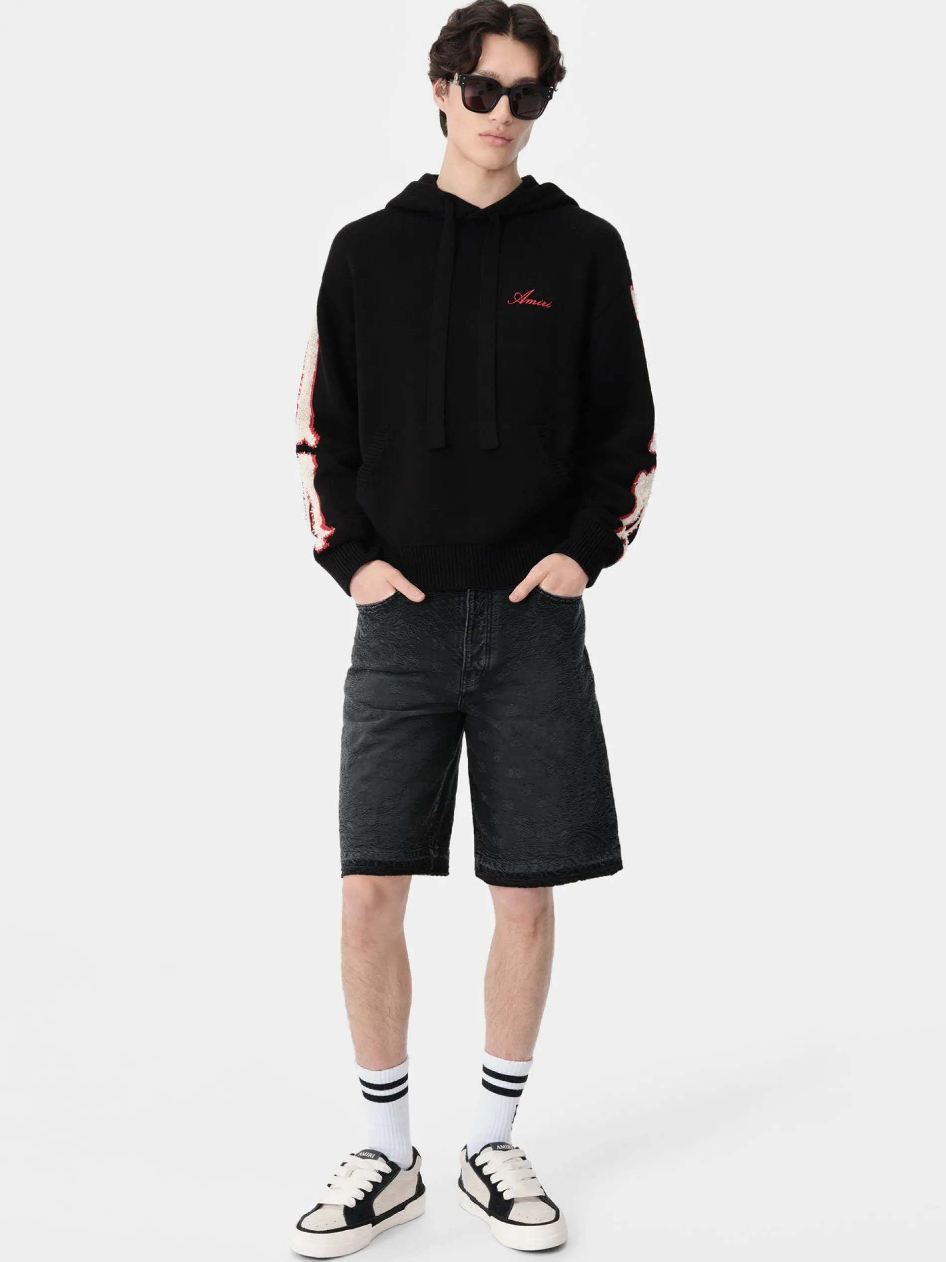 AMIRI Knitwear<BONES HOODIE BLACK